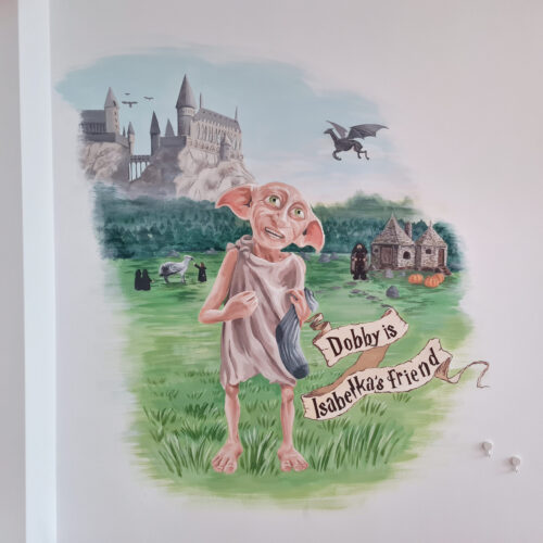 malba na zeď Realistická malba na zdi ze světa Harryho Pottera.